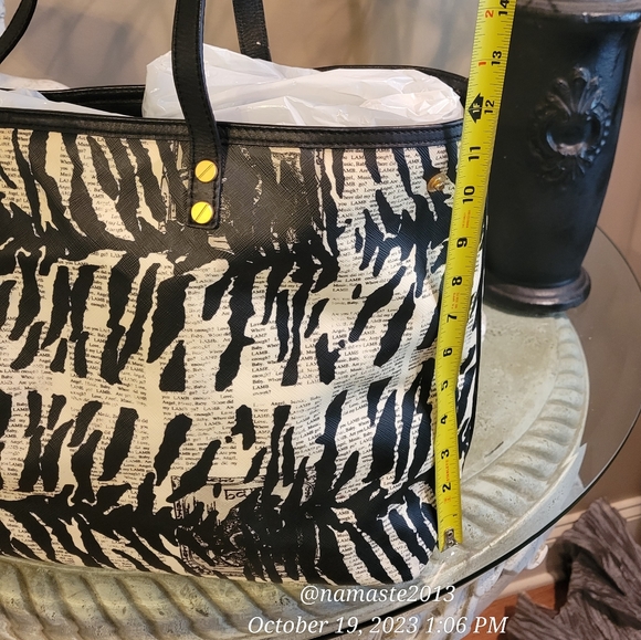 L.A.M.B. by Gwen Stefani Zebra Print Newsprint Tote Luxury Designer Bag #604 - Picture 7 of 15